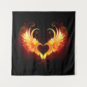 Angel Fire Heart met Wings Wandkleed (Voorkant (horizontaal))