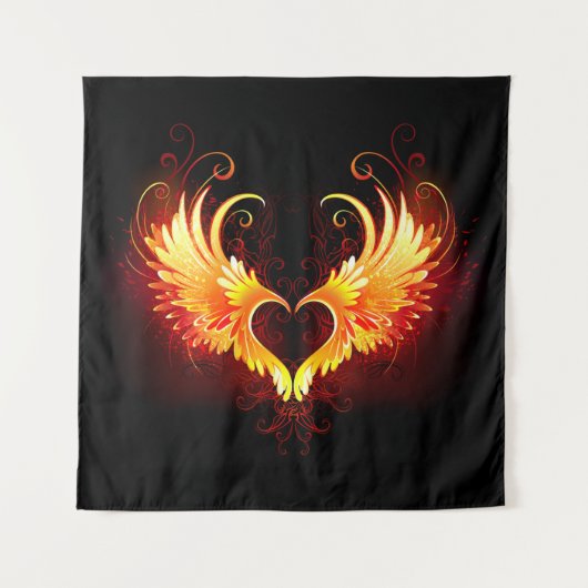 Angel Fire Heart met Wings Wandkleed (Voorkant (horizontaal))