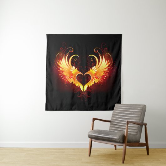 Angel Fire Heart met Wings Wandkleed (In Situ (horizontaal))