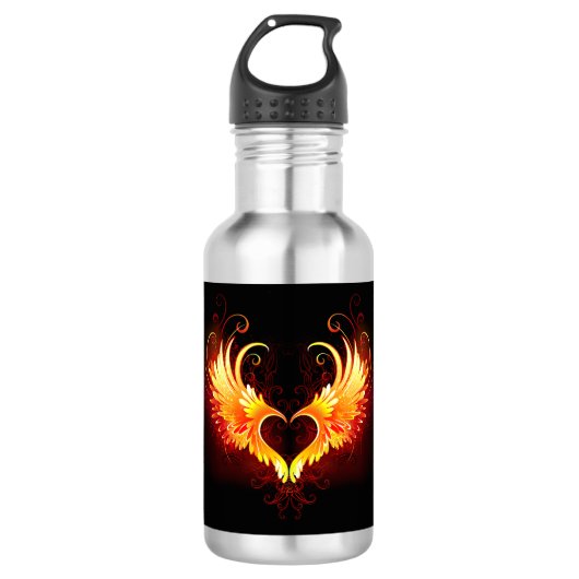 Angel Fire Heart met Wings Waterfles (Voorkant)