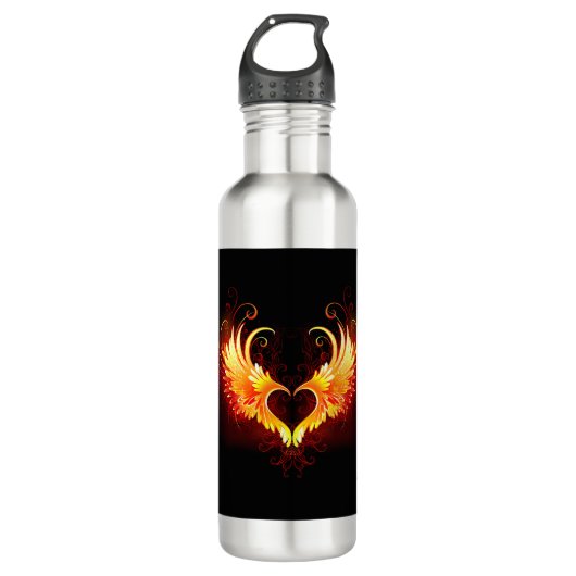 Angel Fire Heart met Wings Waterfles (Voorkant)