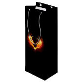 Angel Fire Heart met Wings Wijn Cadeautas (Achterkant Gekanteld)