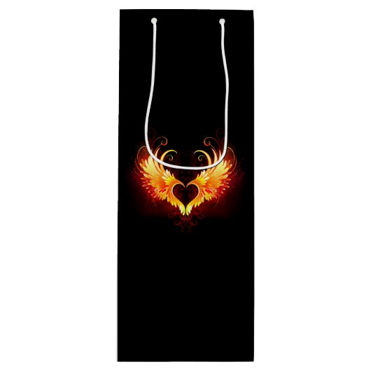 Angel Fire Heart met Wings Wijn Cadeautas (Voorkant)