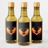 Angel Fire Heart met Wings Wijn Etiket (Flessen)