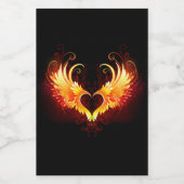 Angel Fire Heart met Wings Wijn Etiket (Enkel label)