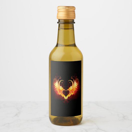 Angel Fire Heart met Wings Wijn Etiket (Voorkant)