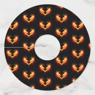 Angel Fire Heart met Wings Wijnglaslabel