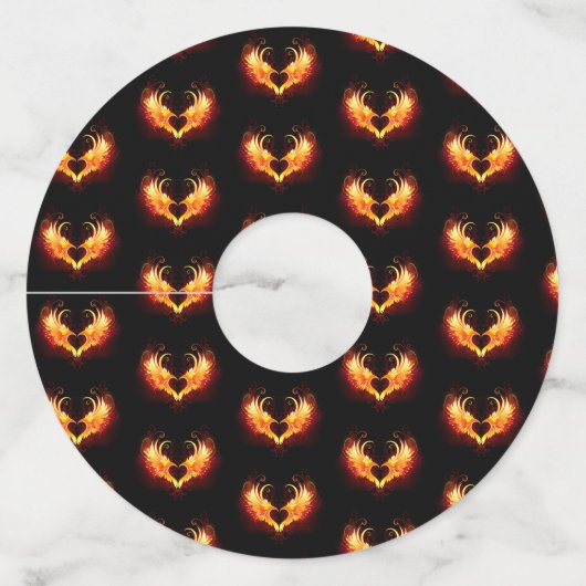 Angel Fire Heart met Wings Wijnglaslabel (Voorkant)