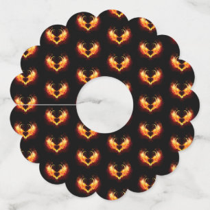 Angel Fire Heart met Wings Wijnglaslabel
