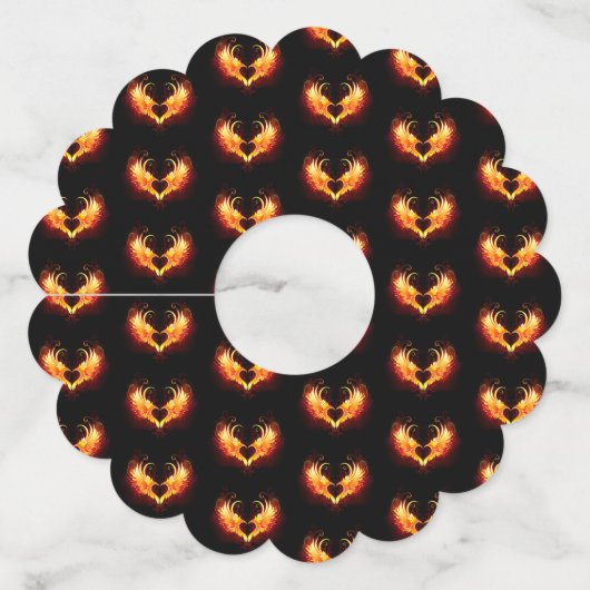 Angel Fire Heart met Wings Wijnglaslabel (Voorkant)