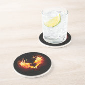 Angel Fire Heart met Wings Zandsteen Onderzetter (Zijkant)