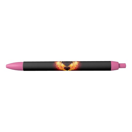Angel Fire Heart met Wings Zwarte Inkt Pen (Voorkant)