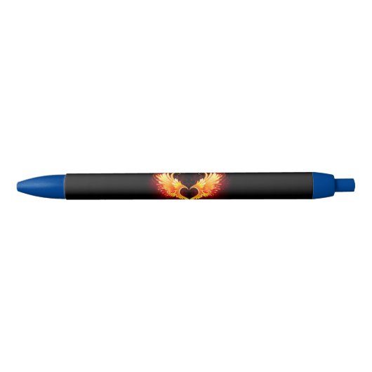 Angel Fire Heart met Wings Zwarte Inkt Pen (Voorkant)