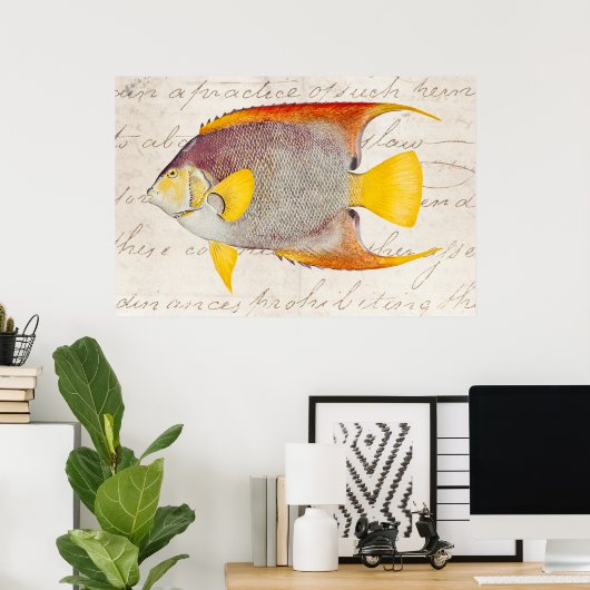  Angel Fish Antiek Hawaiian Print Sjabloon (Thuiskantoor)