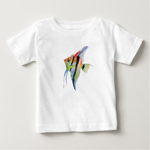 Angel Fish Butterflies Peuter Ruffle T-shirt, Wit