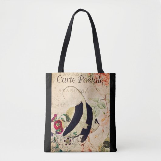  Angel Fish Franse Bloemen Tote Bag (Voorkant)