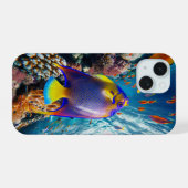 Angel Fish glijdt langs het Reef iPhone 15 Hoesje (Achterkant horizontaal)