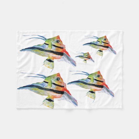 Angel Fish Waterverf Fleece Deken, Baby (Voorkant (Horizontaal))