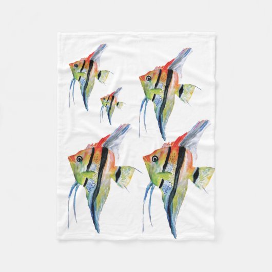 Angel Fish Waterverf Fleece Deken, Baby Deken (Voorkant)