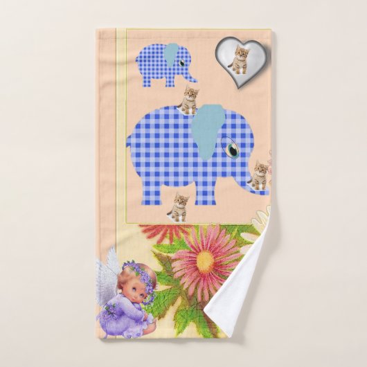 Angel Floral Elephant Bathroom Towel sets Bad Handdoek (Handdoek)