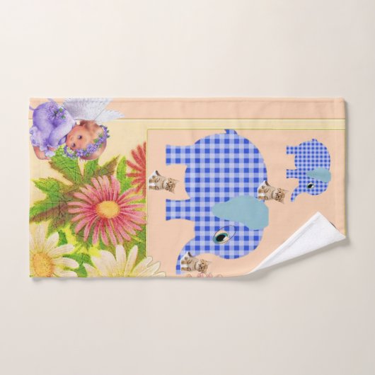 Angel Floral Elephant Bathroom Towel sets Bad Handdoek (Handdoek)