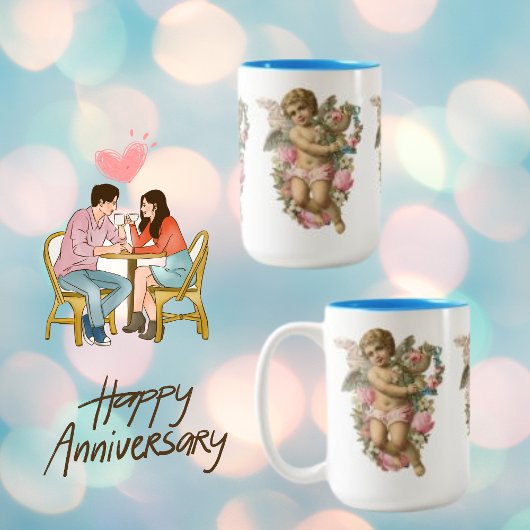 Angel Flower Wing Tweekleurige Koffiemok