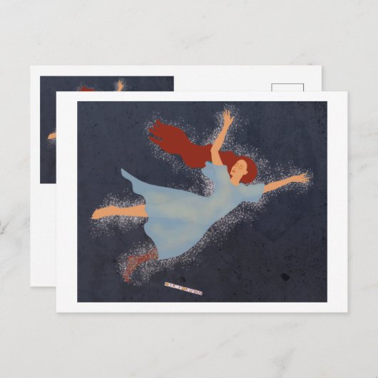 Angel flyer roodharige vrouw dansen in de lucht briefkaart (Voorkant / Achterkant)
