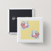 Angel Flying Pigs Chinese New Year Birth Sq Button (Voorkant /achterkant)