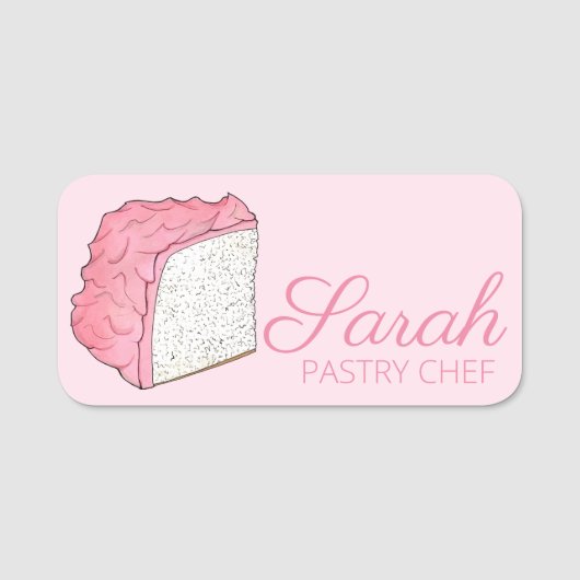Angel Food Cake Slice Bake Sale Bakkerij gebak Sho Naamplaatje (Voorkant)