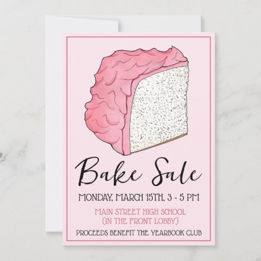 Angel Food Cake Slice Bake Sale Dessert Social Kaart (Voorkant)