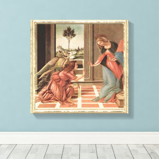 Angel Gabriel en Mary Canvas Afdruk (Insitu (Houten vloer))