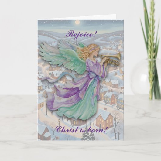 Angel Gabriel Folded Holiday Christmas Card Feestdagen Kaart (Voorkant)