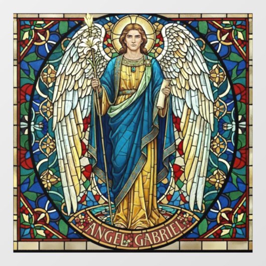 Angel Gabriel Stained Glass Style Archangel Art Raamsticker (Vel)