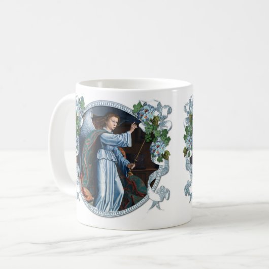 Angel Gabriel Virgin Mary Annunciation Floral Koffiemok (Voorkant links)