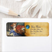 Angel Gathering Flowers in een hemel landschap Etiket (Insitu)