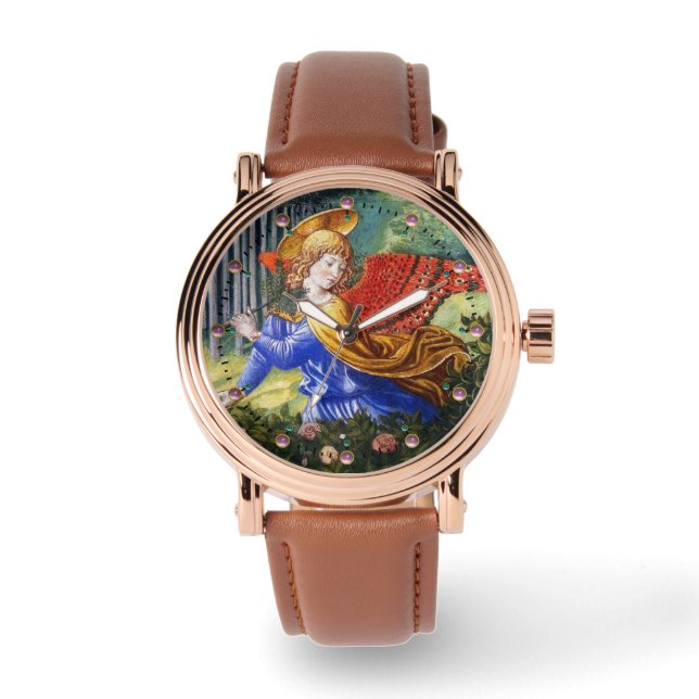 Angel Gathering Flowers in een hemel landschap Horloge (Voorkant)