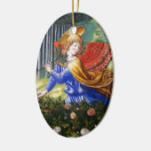 Angel Gathering Flowers in een hemel landschap Keramisch Ornament (Links)