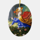 Angel Gathering Flowers in een hemel landschap Keramisch Ornament (Voorkant)