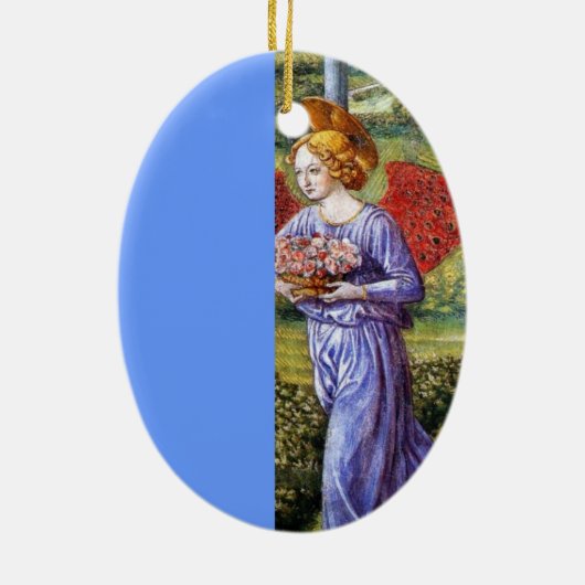 Angel Gathering Flowers in een hemel landschap Keramisch Ornament (Achterkant)