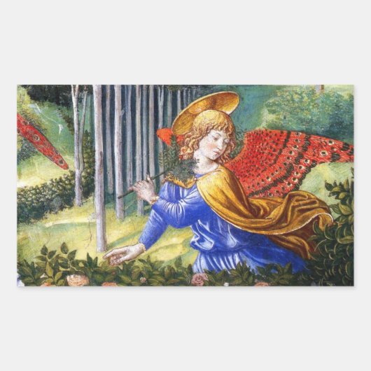 Angel Gathering Flowers in een hemel landschap Rechthoekige Sticker (Voorkant)