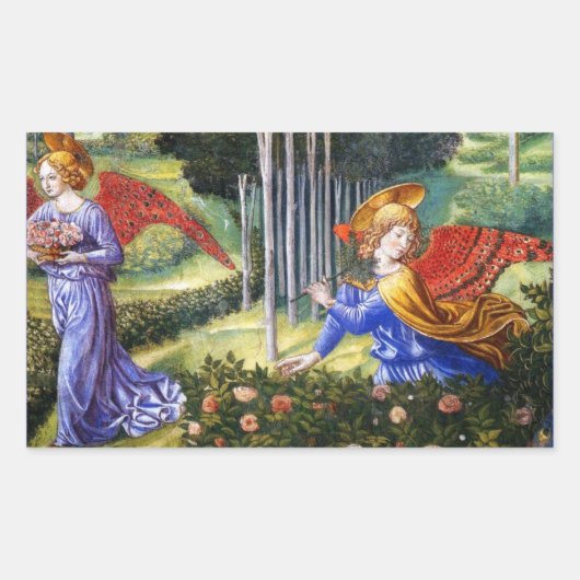Angel Gathering Flowers in een hemel landschap Rechthoekige Sticker (Voorkant)