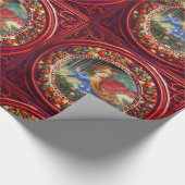 Angel Gathering Flowers Red Floral Crown Kerstmis Cadeaupapier (Hoek)