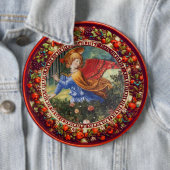 Angel Gathering Flowers Red Floral Crown Kerstmis Ronde Button 6,0 Cm (In situ)