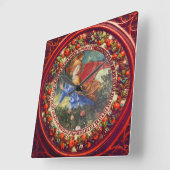 Angel Gathering Flowers Red Floral Crown Kerstmis Vierkante Klok (Hoek)