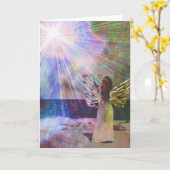 Angel Gazing To Heaven Heart Sun Wenskaart Kaart (Gele Bloem)