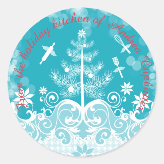 Angel gebruiksvoorwerpen uit de keuken van Kerstmi Ronde Sticker (Voorkant)