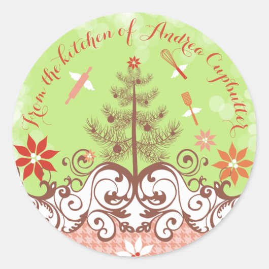 Angel gebruiksvoorwerpen uit de keuken van Kerstmi Ronde Sticker (Voorkant)