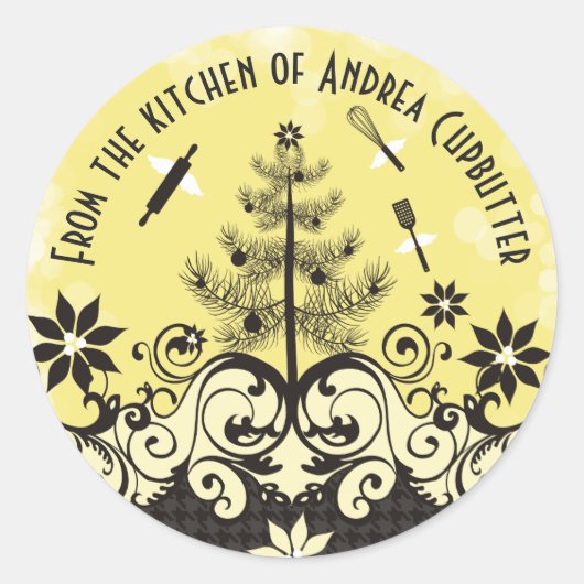 Angel gebruiksvoorwerpen uit de keuken van Kerstmi Ronde Sticker (Voorkant)