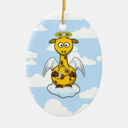 Angel-Giraffe in Clouds Keramisch Ornament (Voorkant)