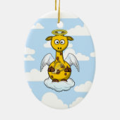 Angel-Giraffe in Clouds Keramisch Ornament (Achterkant)